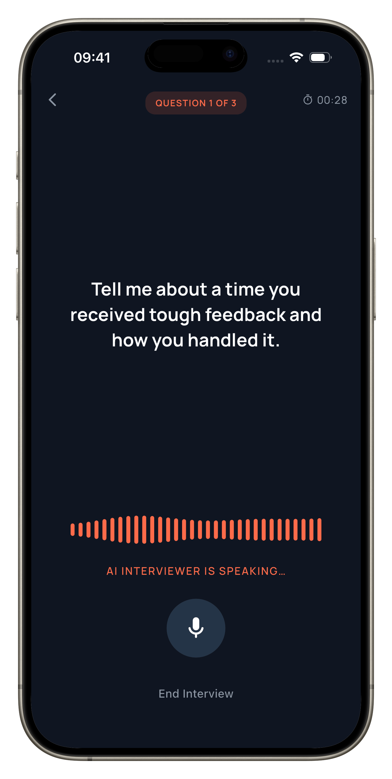 Rehearsy interview screen